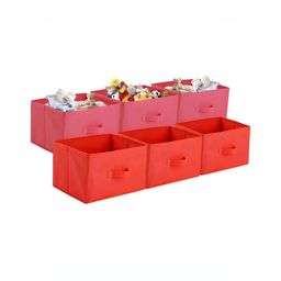 Aura Red Set of 6 Regular Foldable & Multipurpose Wardrobe Storage Box Drawer Organiser-44