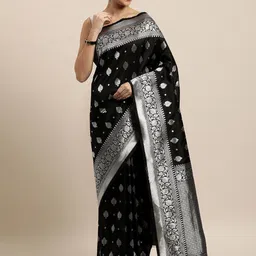 LEAFFEB Ethnic Motifs Woven Design Pure Silk Banarasi Saree-42