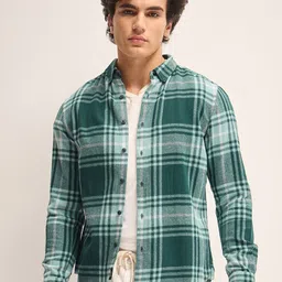 THE BEAR HOUSE Men Slim Fit Tartan Checks Opaque Checked Casual Shirt-image-62