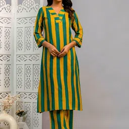 Atha Fashion Green & Mustard Aurline Co-Ord Set-image-88