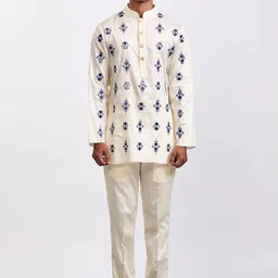 Agrajain Men Ethnic Motifs Embroidered Regular Mirror Work Kurta with Trousers-picture-14