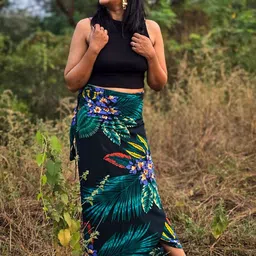 Apaapi Threads of glory Printed Wrap Midi Skirt-image-67