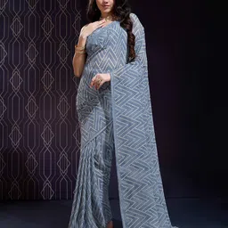 Ishin Beads and Stones Poly Georgette Saree-picture-32