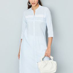 max Striped Embroidered Cotton Straight Kurta-image-35