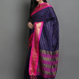 DIVASTRI Checked Zari Dharmavaram Saree image 4