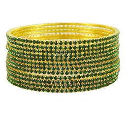 NMII Set Of 12 Zircon Studded worked Glossy Finished Bangles image 2