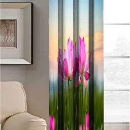 Aura Blue & Pink Floral Printed Door Curtain-picture-16