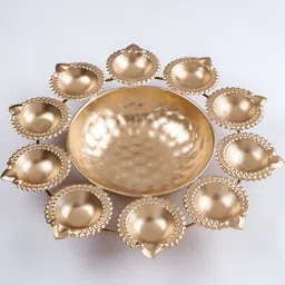 Archies Textured Metal Tea Light Diya Decorative Bowl-image-24