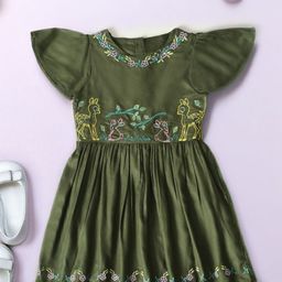 BAESD Girls Embroidered Cap Sleeves Cotton Fit & Flare Dress-image-64