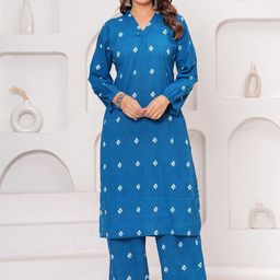 JAFFRY EMBROIDERY Women Printed Regular Pure Cotton Kurta with Palazzos-39