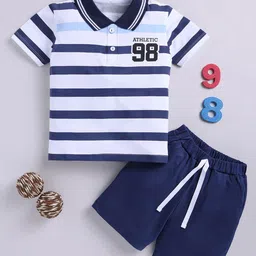 LITTLE NINJA Boys Striped T-shirt with Shorts-image-95
