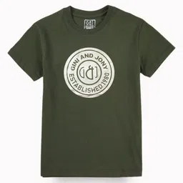 Gini and Jony Boys Typography Printed Round Neck Cotton T-shirt-90