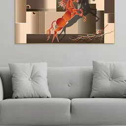 nestroots Brown & Red Pride in Solitude Canvas Painting Wall Art-image-2