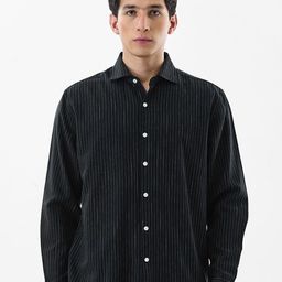 Snitch Men Vertical Striped Spread Collar Casual Shirt-image-82