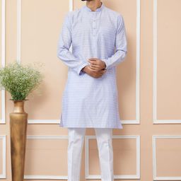 See Designs Ethnic Motifs Printed Mandarin Collar Jacquard Silk Straight Kurta-picture-27