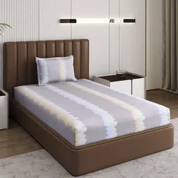 Monte Carlo Pixel Grey & White Printed 120 TC Single Bedsheet Set 1.52 m x 2.30 m-6