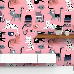 ArtzFolio Printed UV-Resistant Anti-Bacterial Cute Kittens Pattern Peel & Stick Wallpaper-image-7