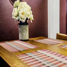 PRAKARTIK 4-Pcs Red & Brown Printed Cotton Table Placemats-4