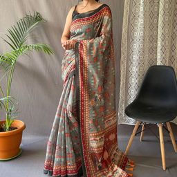 all about you Kalamkari Printed Saree-image-2