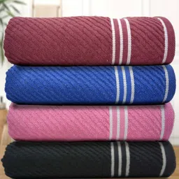 Aura Blue & Pink 4 Cotton 400 GSM Bath Towel-image-92