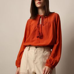 ONLY Tie-Up Neck Bohemian Blouson Top-picture-52