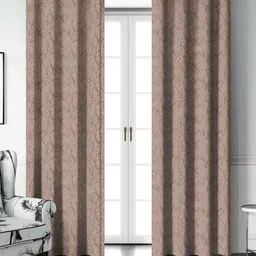 Aura Brown 2 Pieces Floral Printed Door Curtains-image-43