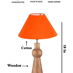 Devansh Orange Wood Traditional Abstract Shaped Table Lamp image 2