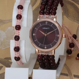 VIRAKTI Women Brass Dial & Bracelet Style Straps Analogue Watch M-01-BR-02-MAROON COMBO-image-95
