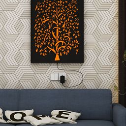 ANIKAA LushGlow Black & Orange-Colored Tree Of Life Wooden Panel-image-91