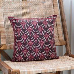 Khaabka Coffee Brown & White Floral Embroidered Cushion Covers-image-67