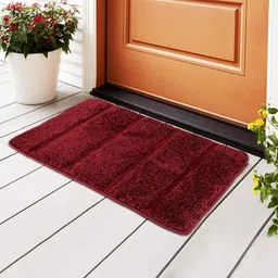 Aura Maroon Textured Microfibre Anti-Skid Doormats-image-24