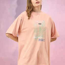 DressBerry Women Typography Printed Round Neck Oversized T-shirt-image-112