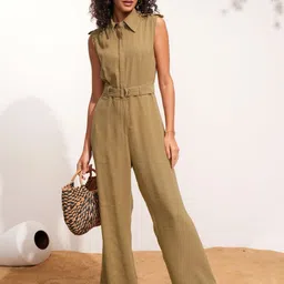 Tokyo Talkies Solid Sleeveless Basic Jumpsuit-image-3