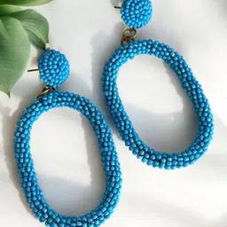 KALAKARI Ceramic Oval Drop Earrings-5