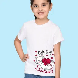 NUSYL Girls Cute Cat Printed Regular Fit T-Shirt-image-42