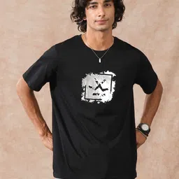 WROGN Printed Pure Cotton Short Sleeves Round Neck Oversized T-shirt-image-88