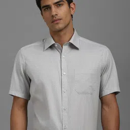 Louis Philippe Polka Dots Printed Spread Collar Short Sleeves Regular Fit Formal Shirt-image-43