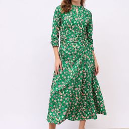 Styli Women Notch Collar Puff Sleeves A-Line Maxi Dress-image-24