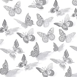 Special You Silver-Toned 12 Pieces 3D Butterflies Wall Stickers-14
