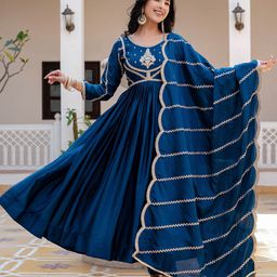 TextileNow Women Embroidered Regular Kurta with Trousers & Dupatta-image-0
