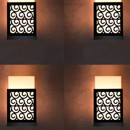 Gojeeva Black 4 Pieces Textured Contemporary Rectangle Shaped Wooden Wall Lamp-image-15