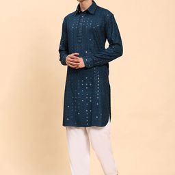 Pro-Ethic STYLE DEVELOPER Embroidered Sequinned Straight Kurta With Pyjamas image 3
