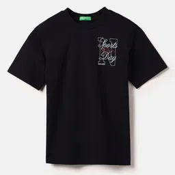 United Colors of Benetton Boys Typography Printed Round Neck Cotton T-shirt-picture-34