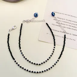ABDESIGNS Silver-Plated Artificial Stones and Beads Anklet-11