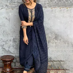 Siya Fashion Women Floral Embroidered Regular Kurta with Trousers & With Dupatta-picture-52