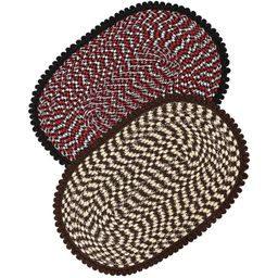 Aura 2-Pcs Red & Cream-Coloured Spiral Oval Super Absorbent Doormat-26