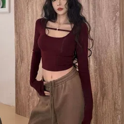 HERE&NOW Women Extended Sleeves Crop Top-image-56