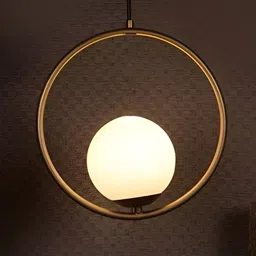 GAUVIK Gold-Toned & White Glass Ceiling Lamp-image-71