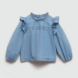Mango Kids Girls Puff Sleeve Indigo Cotton Denim Top-picture-24