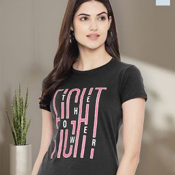 Dreambe Women Pack of 2 Tom & Jerry Graphic Printed Round Neck Cotton Regular Fit T-shirts-image-97